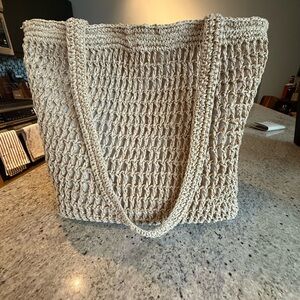 Madewell Cream Woven Tote Bag with Textured Design
